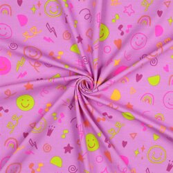 Baumwolljersey Neon Kritzelei - softpink
