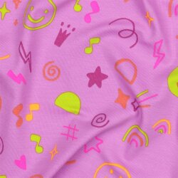 Baumwolljersey Neon Kritzelei - softpink