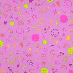 Baumwolljersey Neon Kritzelei - softpink