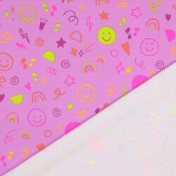 Baumwolljersey Neon Kritzelei - softpink