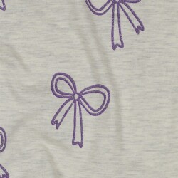 Baumwolljersey  Glitzer BOWS - creme meliert