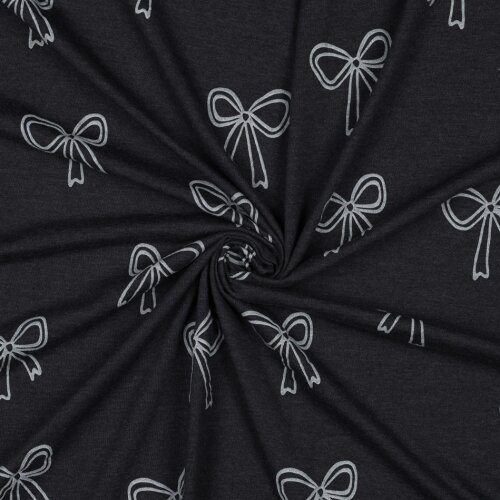 Baumwolljersey  Glitzer BOWS - indigo meliert
