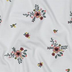 Baumwolljersey Organic Blumen - weiß