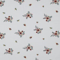 Baumwolljersey Organic Blumen - weiß