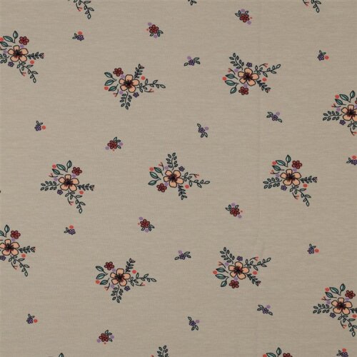 Baumwolljersey Organic Blumen - sand
