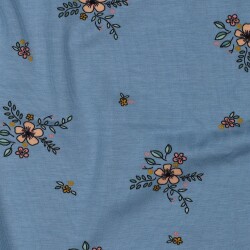Baumwolljersey Organic Blumen - hellblau