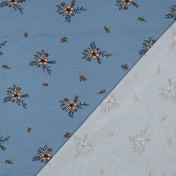 Baumwolljersey Organic Blumen - hellblau