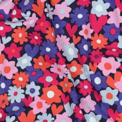 Baumwolljersey Blumen - blau  / RED