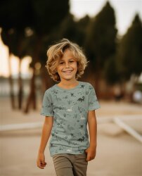 Baumwolljersey Meliert Wasser Dinos - altmint meliert