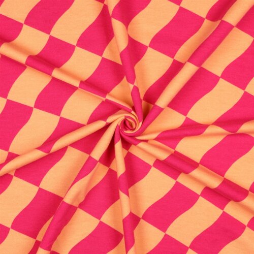 Ganzjahressweat Soft Wellen Schachbrett - pfirsich/pink