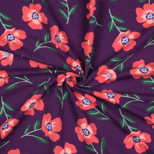 Ganzjahressweat Soft Blumen - BORDEAUX