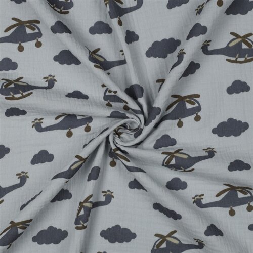 Musselin Hubschrauber - altweiß/schattenblau