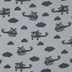 Musselin HELICOPTERS - hellblau