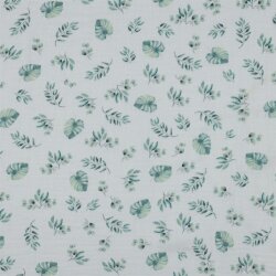 Musselin Organic Digital Safaripflanzen - weiss