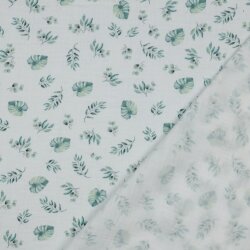 Musselin Organic Digital Safaripflanzen - weiss
