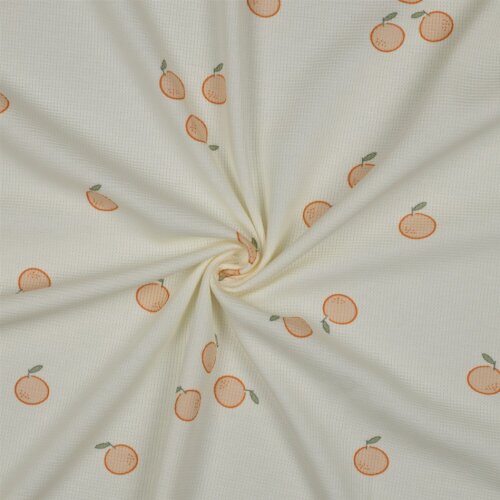 Waffelpiqué Jersey ORANGES - creme