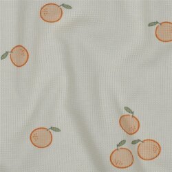 Waffelpiqué Jersey ORANGES - creme
