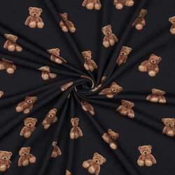Baumwolljersey Organic Digital Teddy Bär - dunkelblau