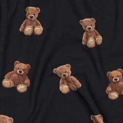 Baumwolljersey Organic Digital Teddy Bär - dunkelblau