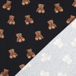 Baumwolljersey Organic Digital Teddy Bär - dunkelblau