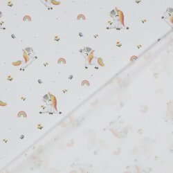 Baumwolljersey Organic Digital Einhörner - weiß