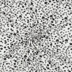 Polyesterjersey Blumen - weiß