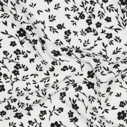 Polyesterjersey Blumen - weiß