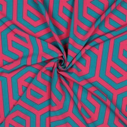 Polyesterjersey GEOMETRIC - fuchsia