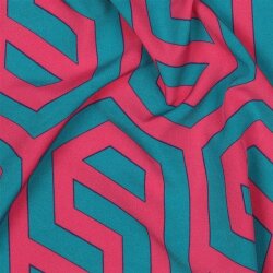 Polyesterjersey GEOMETRIC - fuchsia