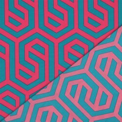 Polyesterjersey GEOMETRIC - fuchsia
