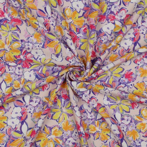 Viskose Lenzing 100% EcoVera™ Digital Sommerblume - creme