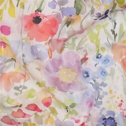 Baumwollvoile Digital Mohn Blumen - cremeweiss