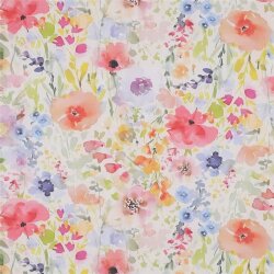 Baumwollvoile Digital Mohn Blumen - cremeweiss