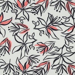 Polyesterjersey Blumen - weiß