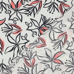 Polyesterjersey Blumen - weiß