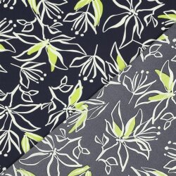 Polyesterjersey Blumen - dunkelblau