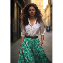 Polyesterjersey Blumen - dunkelblau