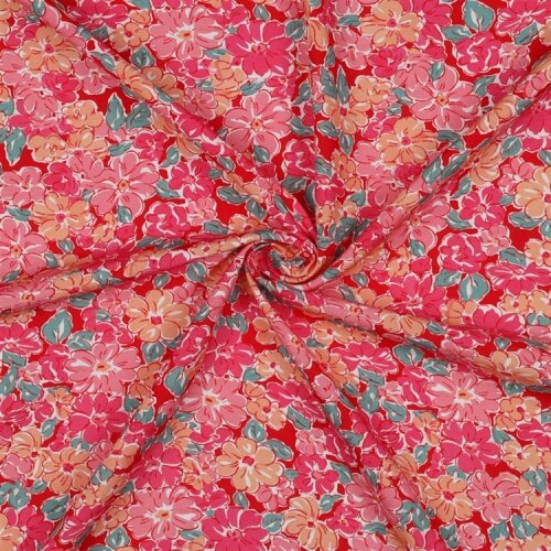 Viskosestoff Digital Blumen - FUCHSIA