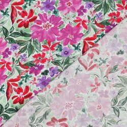 Viskosestoff Digital Blumen - PURPLE