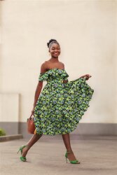 Viskosestoff Digital Blumen - GREEN