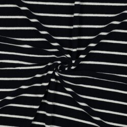 Stretchfrottee Gestreift - dunkelblau/creme