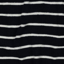 Stretchfrottee Gestreift - dunkelblau/creme