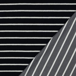 Stretchfrottee Gestreift - dunkelblau/creme