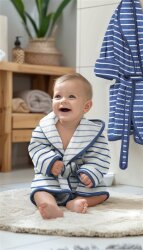 Stretchfrottee Gestreift - dunkelblau/creme