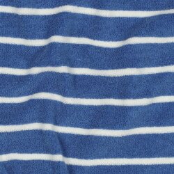 Stretchfrottee Gestreift - blau/creme