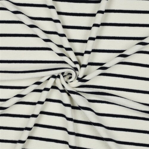 Stretchfrottee Gestreift - creme/dunkelblau