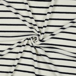Stretchfrottee Gestreift - creme/dunkelblau