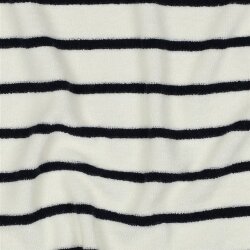 Stretchfrottee Gestreift - creme/dunkelblau