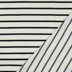 Stretchfrottee Gestreift - creme/dunkelblau