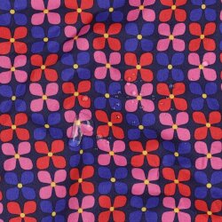 Beschichtete Baumwolle Blumen - dunkelblau